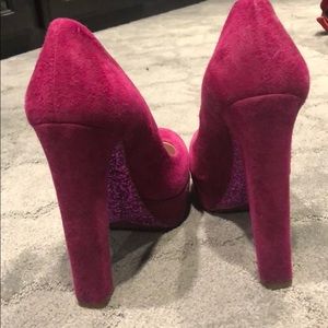 MUI MUI GLITTER HEEL, suede